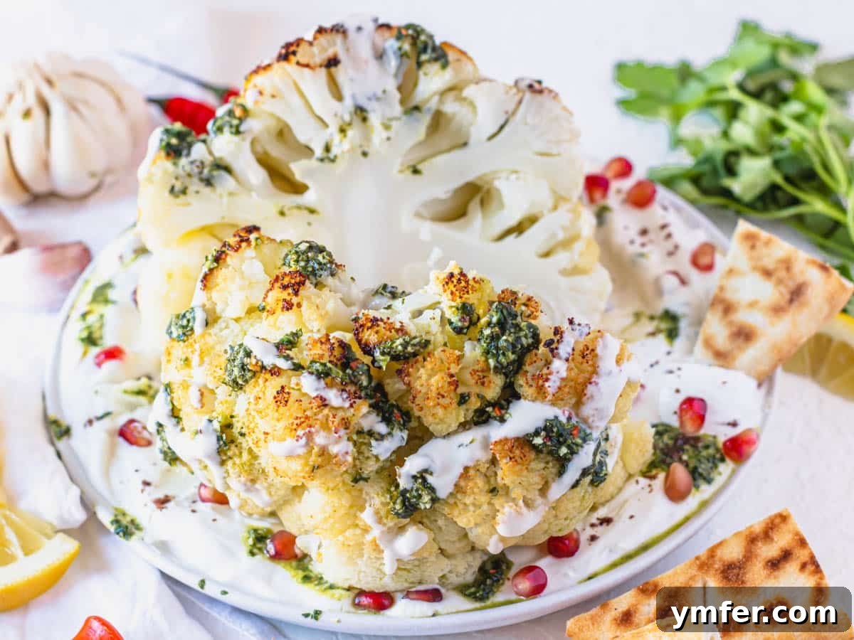 Glorious Whole Roasted Cauliflower 12 Whole roasted cauliflower with chermoula cut into half