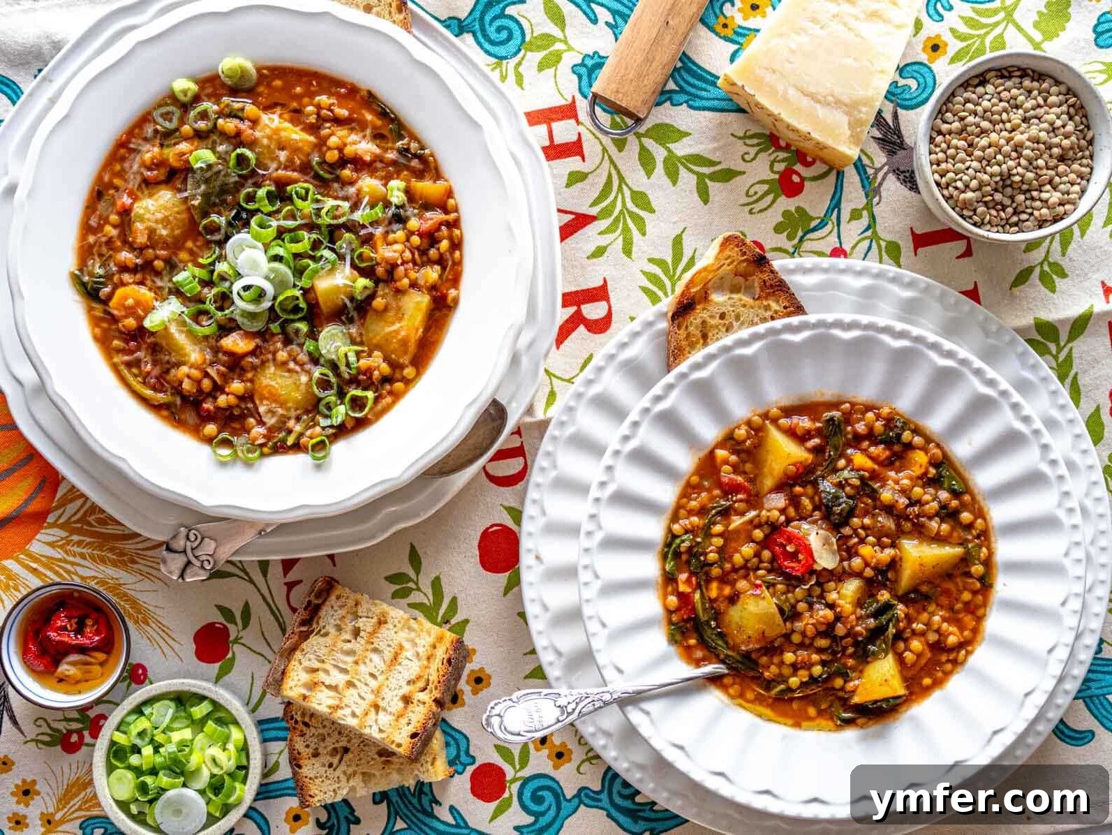 Quick & Delicious: 20 Easy Broccoli Recipes 18 Two bowls of comforting lentil soup on a table, served with crusty bread for a warm and fulfilling meal.