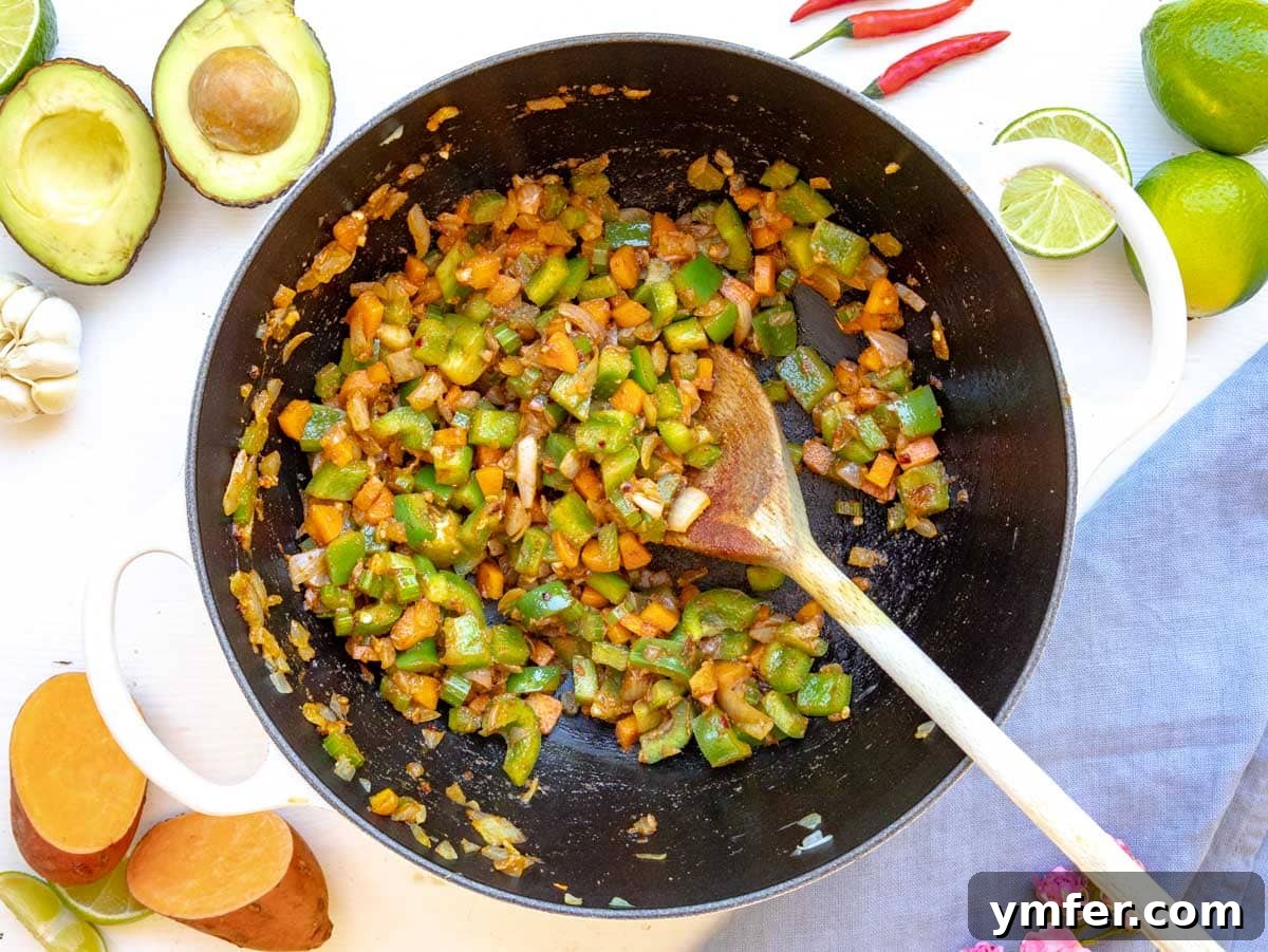Hearty Sweet Potato Chili 6 flavor base with onion, garlic, celery, bell pepper and carrot.