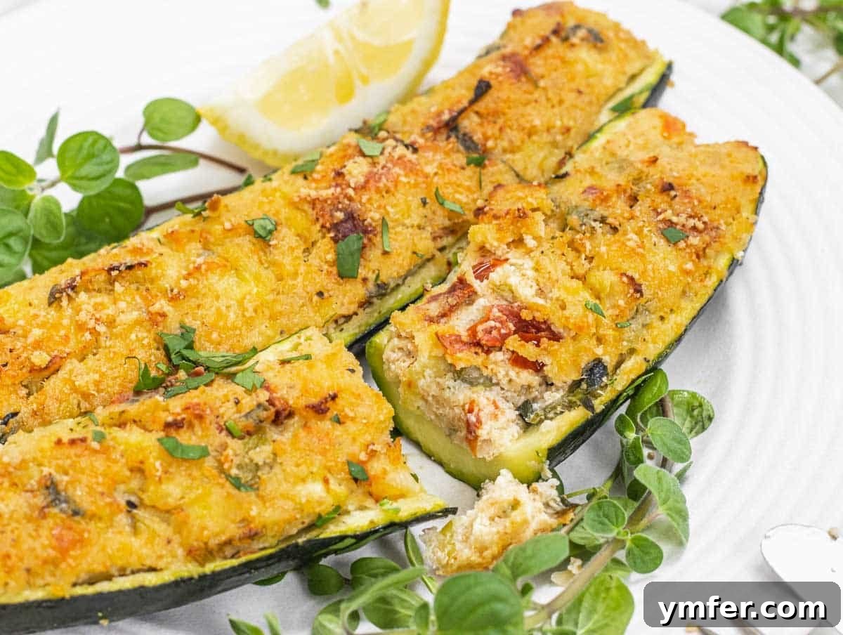 Effortless St Patricks Day Delights 11 Stuffed zucchini with a creamy ricotta filling, tomatoes, and herbs.