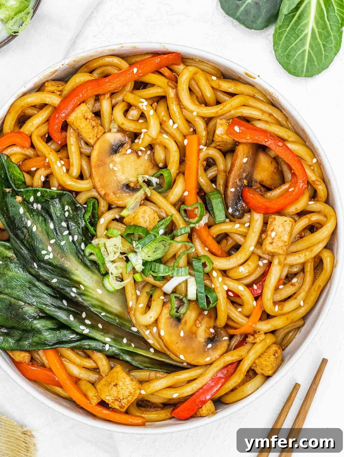 Sizzling Japanese Udon Stir-fry 2 Yaki Udon with ginger and scallions