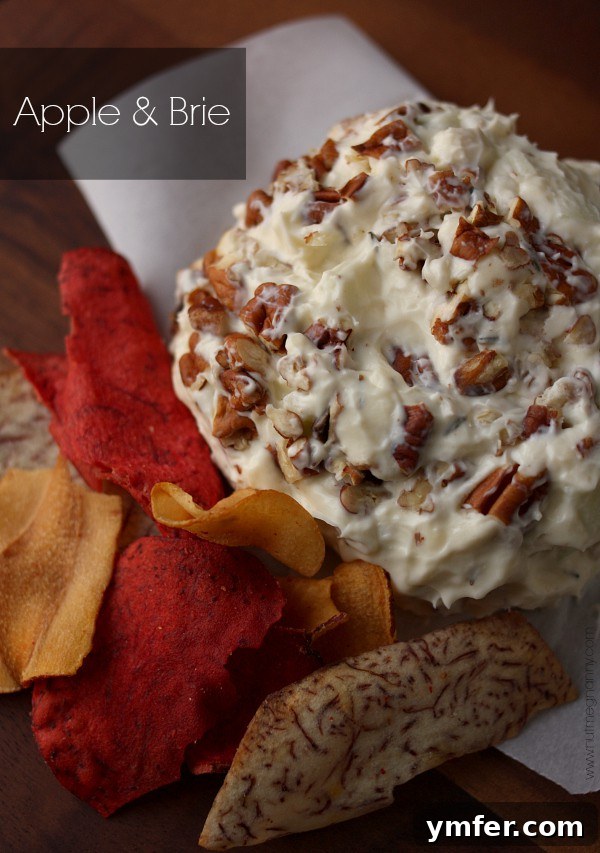 Delicious Apple & Brie Cheese Ball recipe by Nutmeg Nanny {Apple & Brie} Delicious Apple & Brie Cheese Ball recipe, perfect for elegant holiday entertaining.
