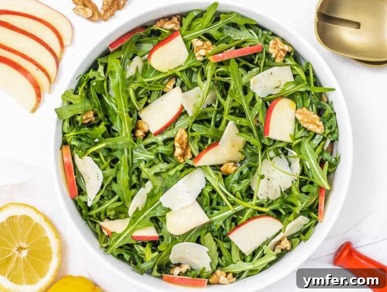 Rucola Rocket Greens with Citrus Vinaigrette 20 Arugula salad with red apple and walnuts