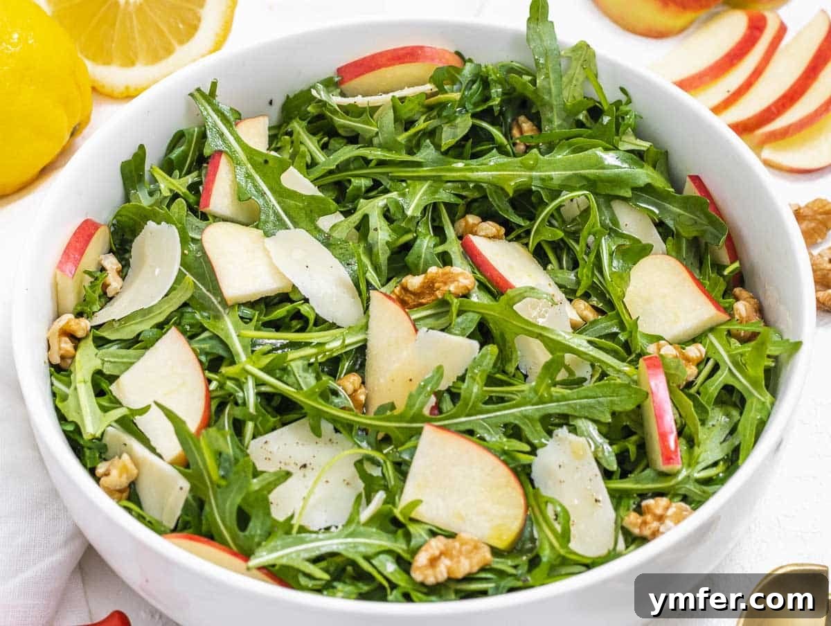 Rucola Rocket Greens with Citrus Vinaigrette 5 Arugula salad with apples and walnuts, a perfect blend of flavors