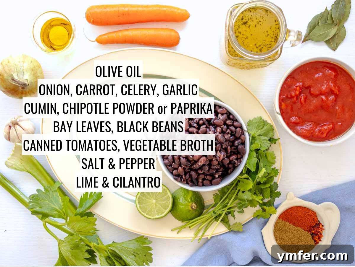 Rich Black Bean Comfort 3 ingredients for black bean soup