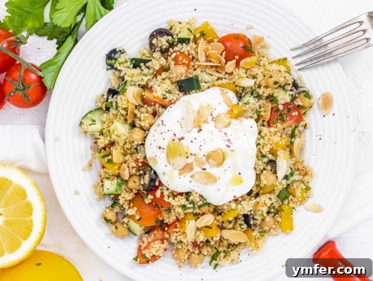 Couscous salad with greek yogurt