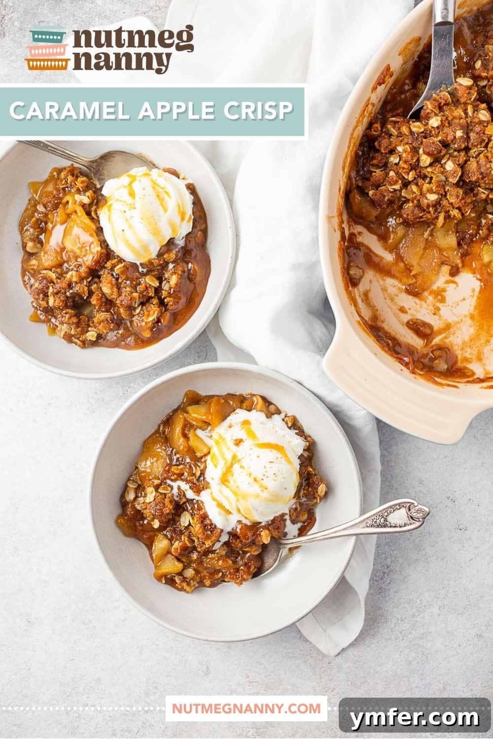 Sticky Caramel Apple Delight 10 Caramel Apple Crisp pin for Pinterest, graphic format.