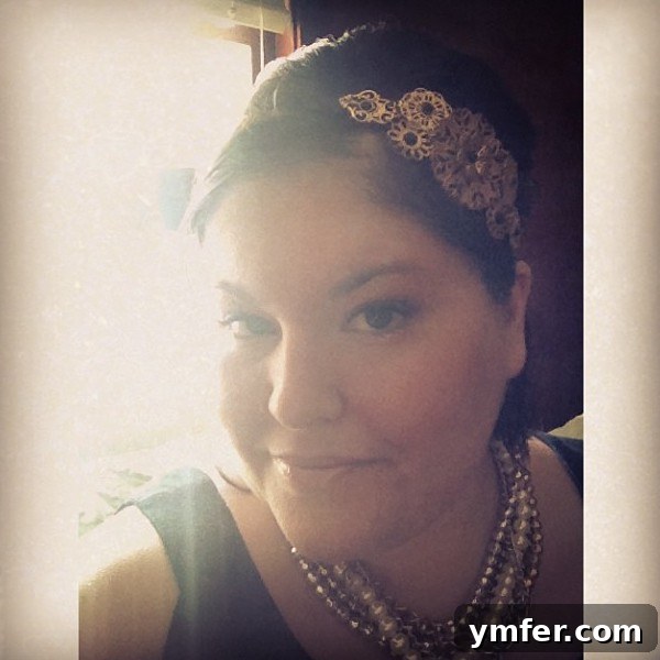 Bridesmaid wearing a stylish headband made by her sister-in-law