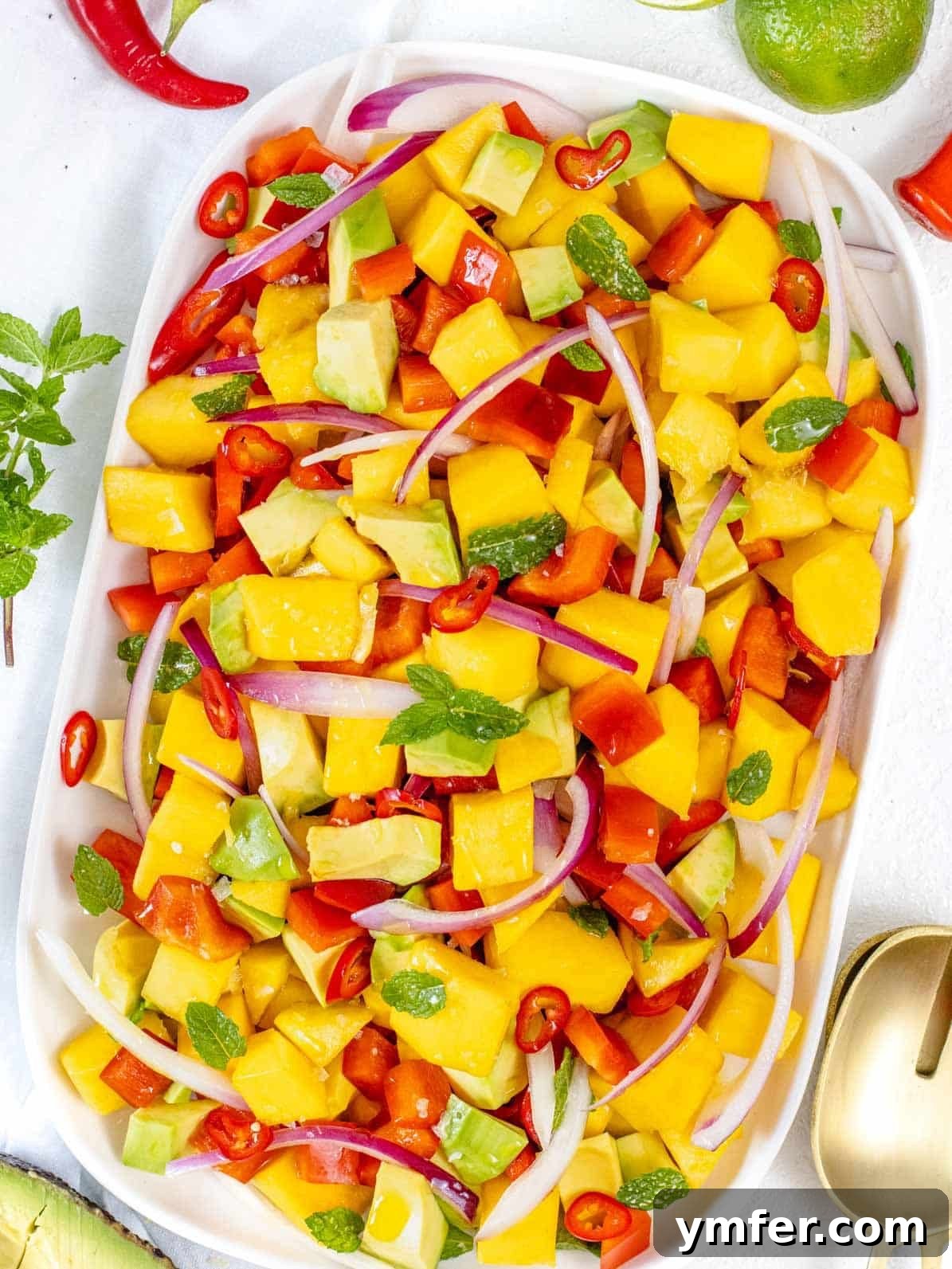 Tropical Mango Bliss 2 Mango salad on a white platter