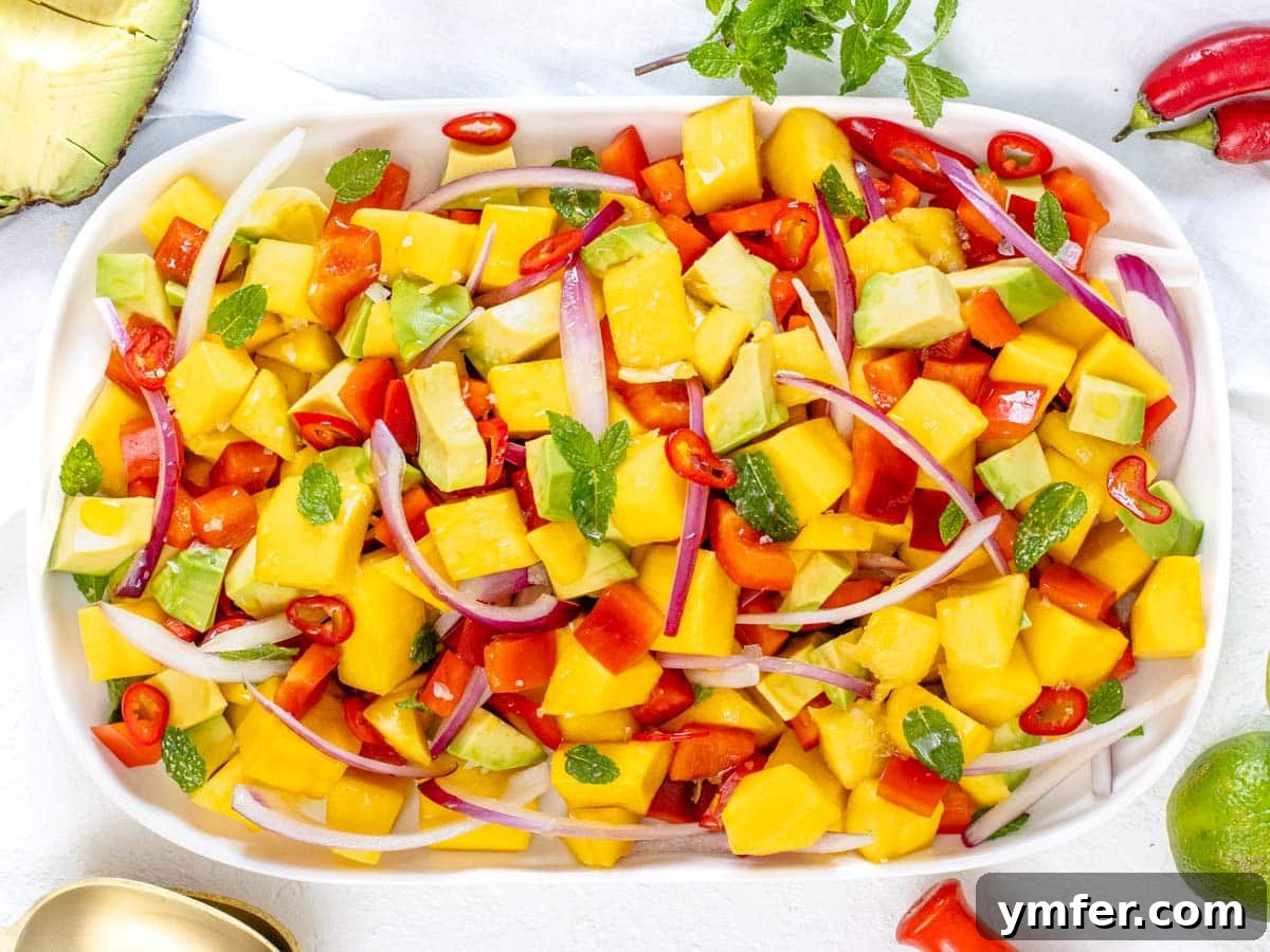 Tropical Mango Bliss 13 Mango salad on a white platter