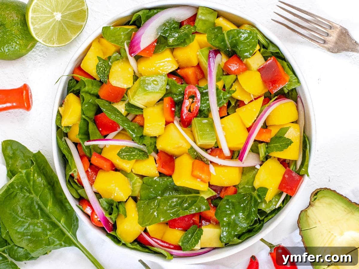 Tropical Mango Bliss 10 Mango salad with spinach leaves