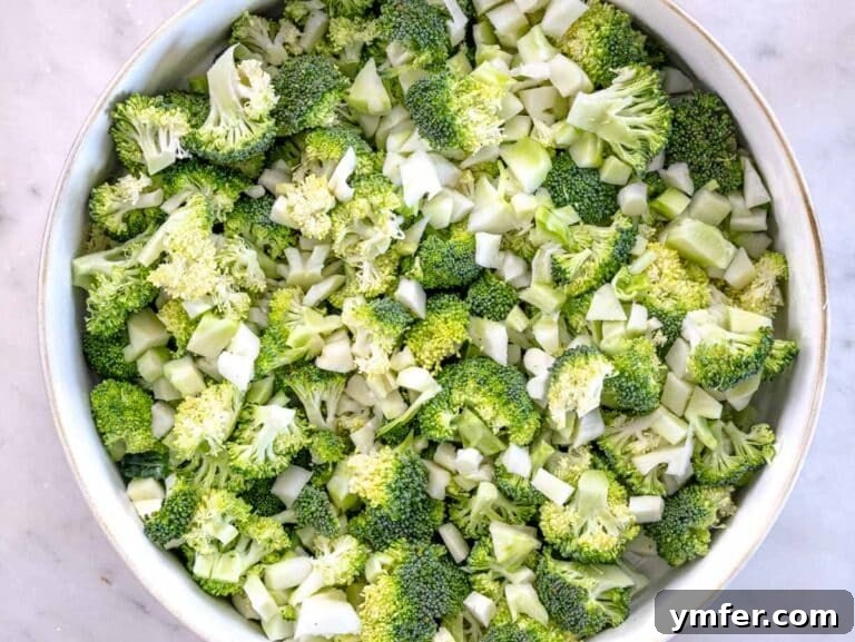 Creamy Broccoli Delight 8 chopped broccoli in a white bowl
