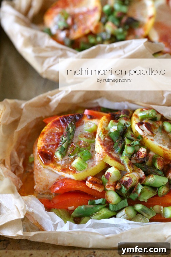 Mahi Mahi Flavor Parcels 2 Mahi Mahi En Papillote on a sheet pan.