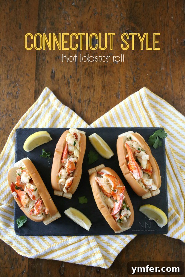 Buttery Warm Lobster Roll 2 Delicious Connecticut-style Hot Lobster Roll, garnished with fresh cilantro and lemon