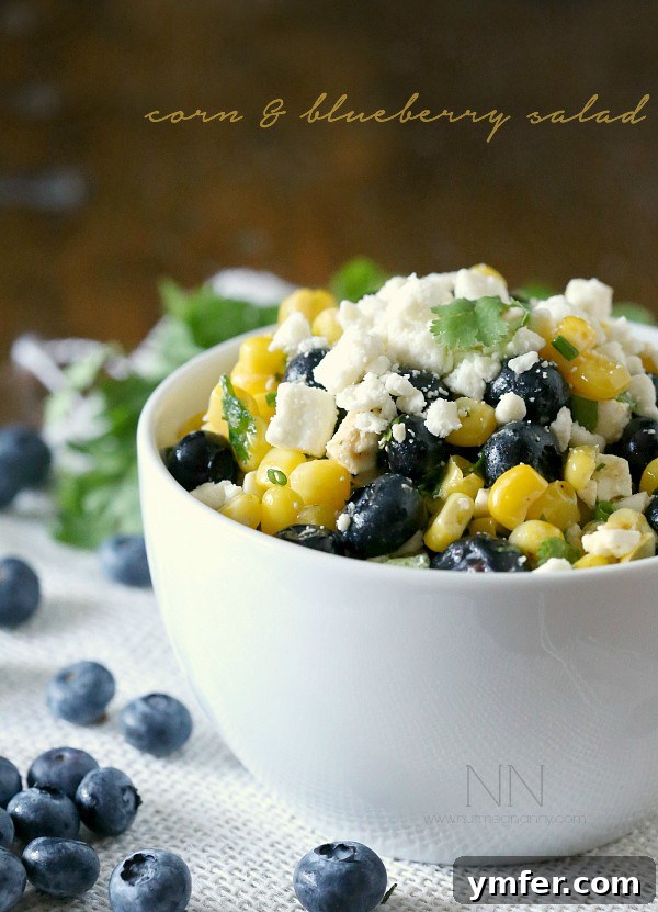 Summer Corn Blueberry Salad Fresh and vibrant Corn Blueberry Salad, perfect for summer picnics and BBQs, by Nutmeg Nanny
