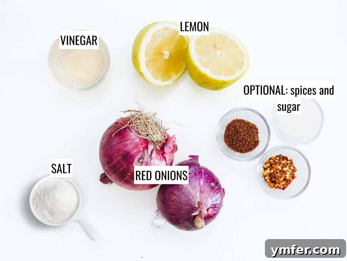 Ingredients for pickled red onions