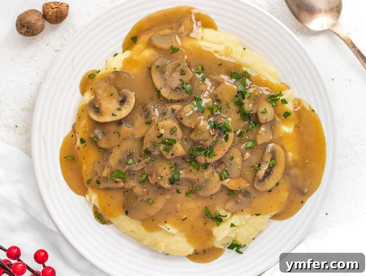 Nourishing Plant Power Meals 17 Rich mushroom gravy served generously over creamy potato mash