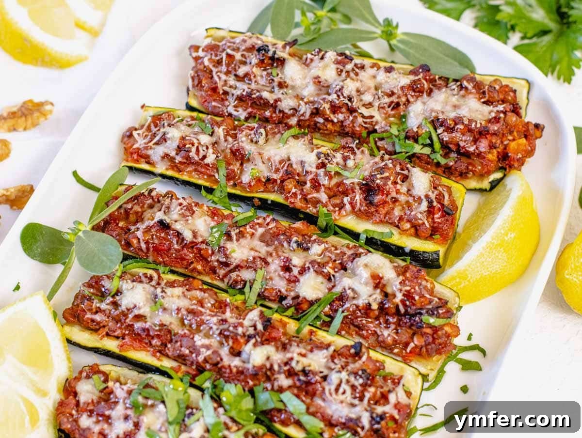 Nourishing Plant Power Meals 23 Easy and healthy zucchini boats arranged neatly on a platter