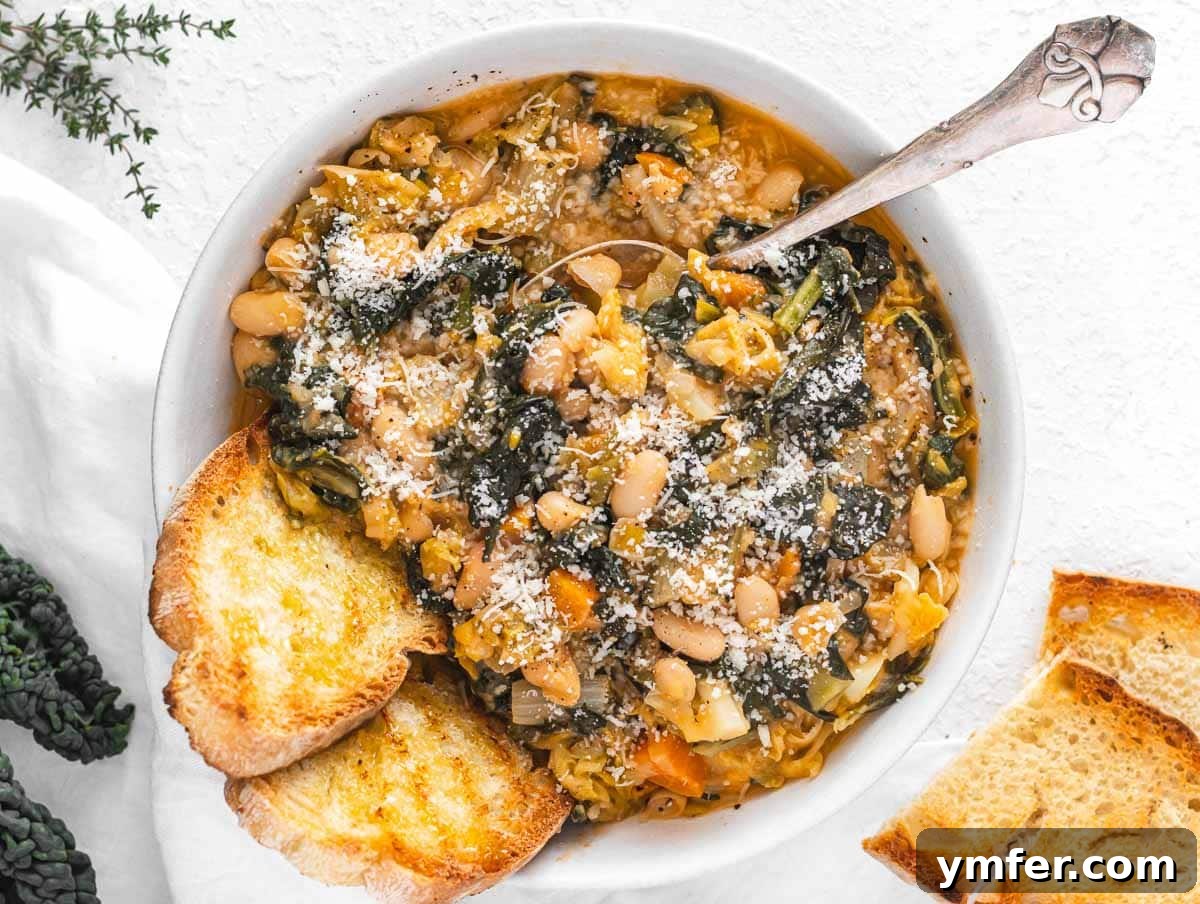 Nourishing Plant Power Meals 27 Wholesome white bean soup served with toasted bread and parmesan