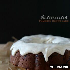 This sweet butterscotch pumpkin bundt cake is packed full of pumpkin and sweet butterscotch morsels. Then I drizzled it with a cream cheese glaze and called it my new favorite cake.