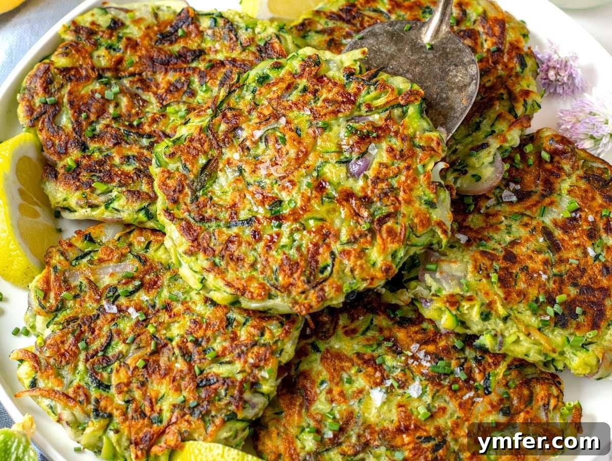 Streamline Your Week with Vegetarian Meal Prep 14 Golden brown zucchini fritters sprinkled with flaky sea salt, a perfect appetizer or light meal prep option.