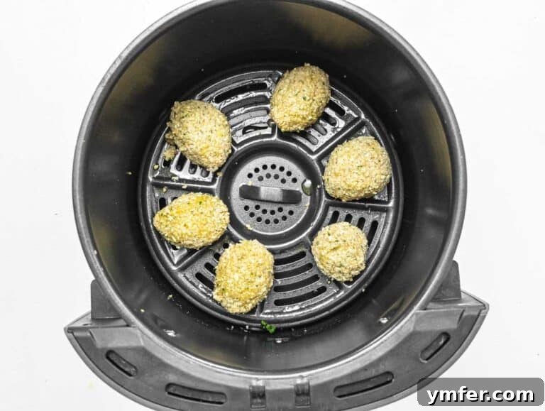 Air fryer falafel before cooking