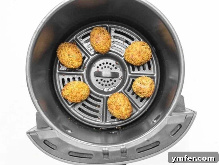 air fryer falafel after cooking