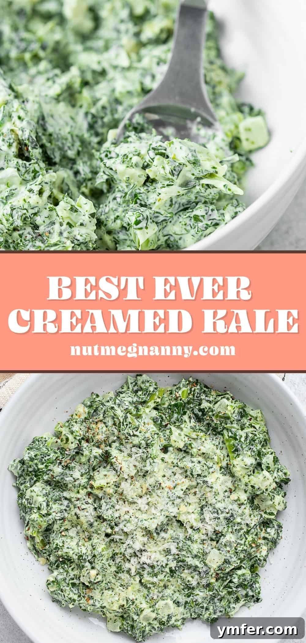 Velvety Creamed Kale 4 Creamed Kale pin for Pinterest.