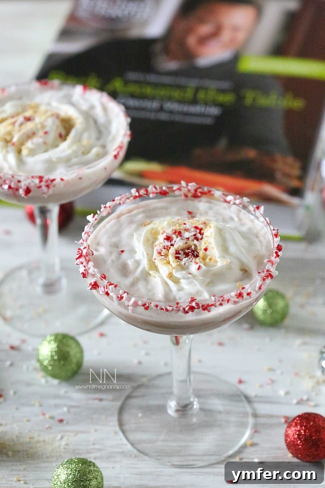 A decadent Peppermint S'mores Martini for special occasions Close-up of a festive Peppermint S'mores Martini garnished with toasted marshmallow