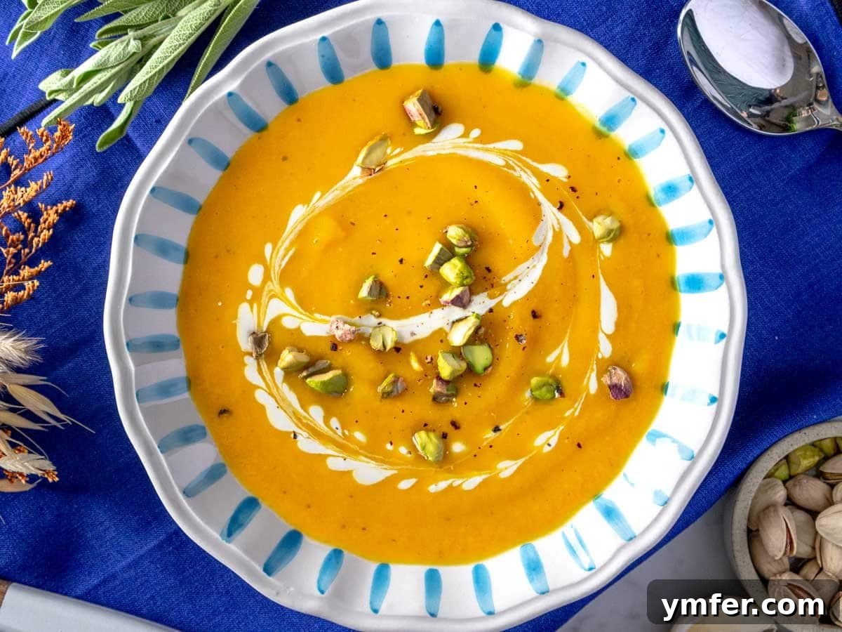 The Ultimate Vegetarian Thanksgiving Feast: 35 Recipes 27 Butternut squash soup in a hand-made bowl.