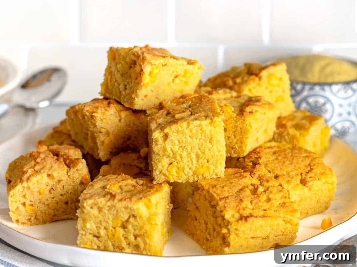 The Ultimate Vegetarian Thanksgiving Feast: 35 Recipes 9 vegan cornbread on a white plate with corn kernels