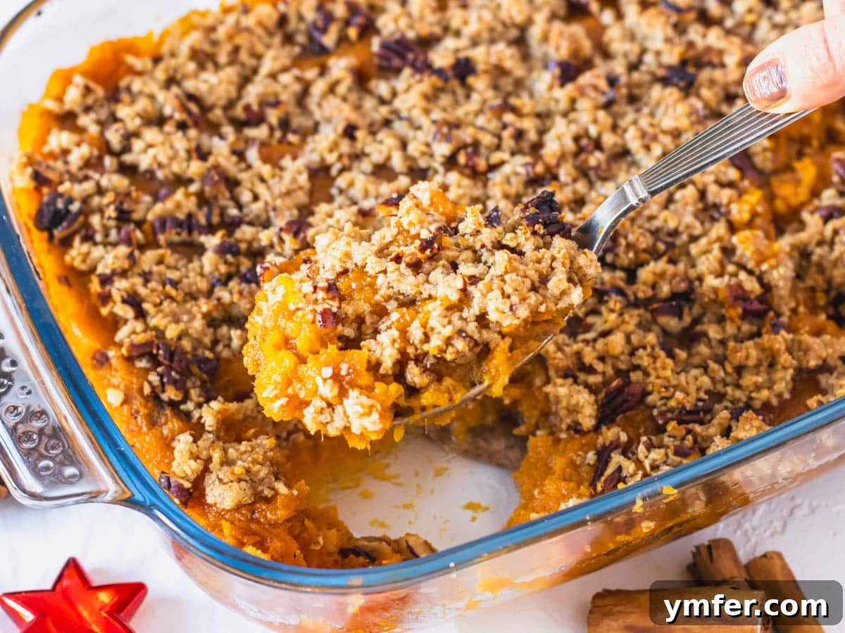 Plant-Based Apple Crumble 15 Baked vegan sweet potato casserole with a crispy topping