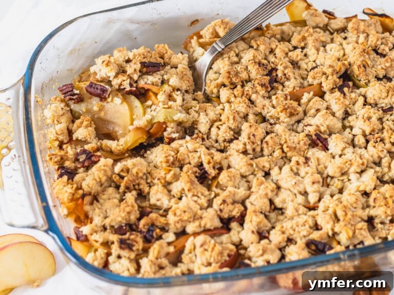 Plant-Based Apple Crumble 22 Vegan apple crisp after baking, golden and delicious