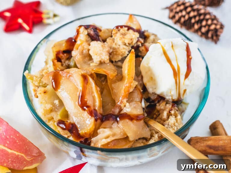 Plant-Based Apple Crumble 23 Vegan apple crisp with syrup and ice cream