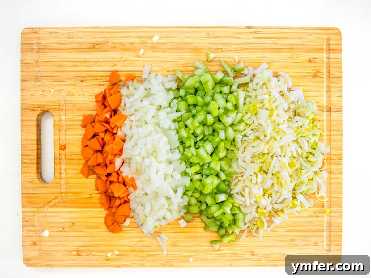 Savory Plant-Based Dressing 7 hand chopped carrot, onion, celery and leek