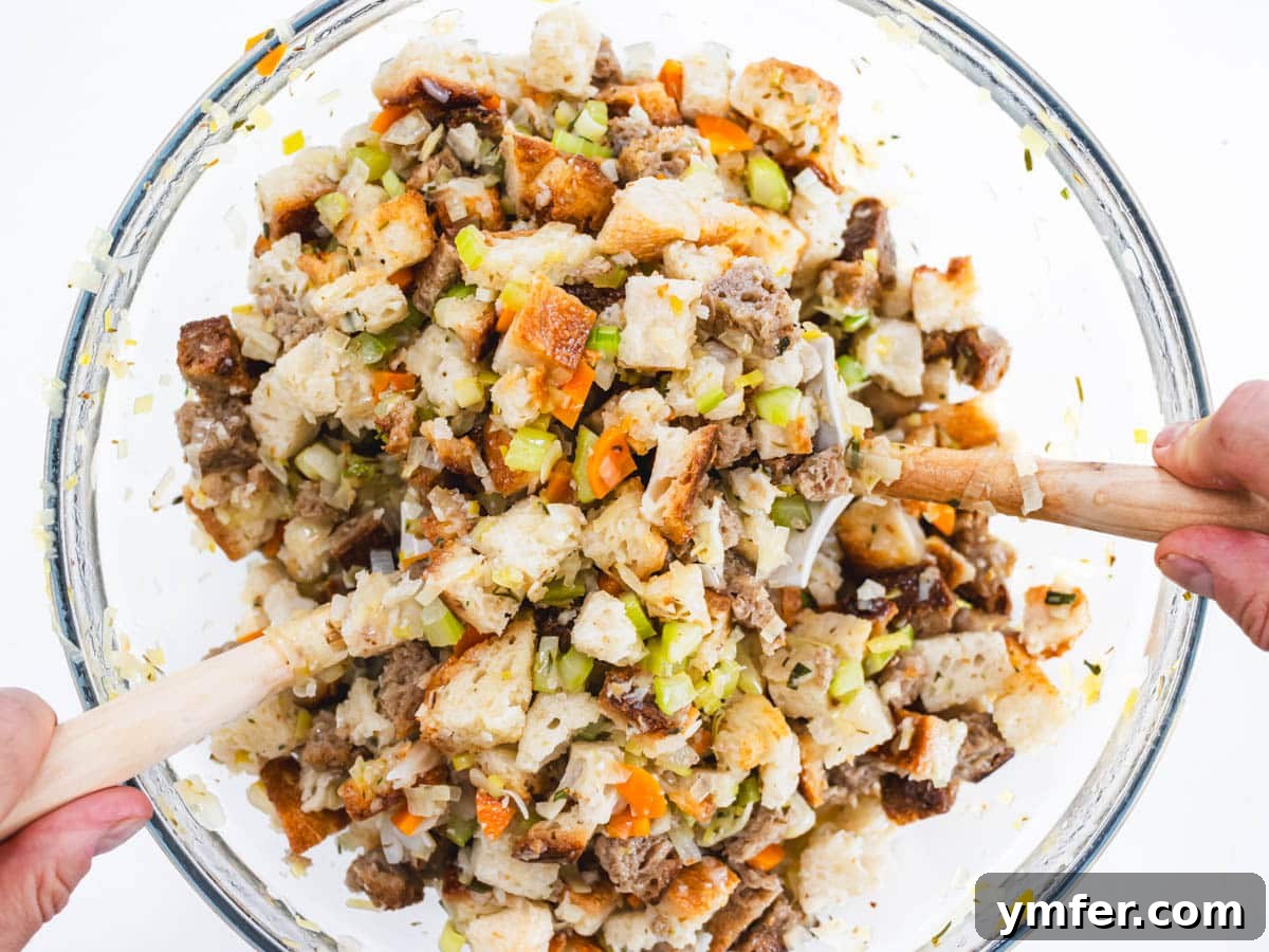 Savory Plant-Based Dressing 10 hands mixing breadcrumbs and flavor base in a bowl