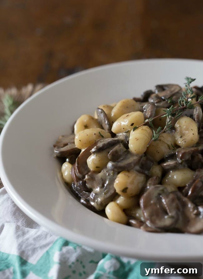 Velvety Creme Fraiche Mushroom Gnocchi 3 Creme fraiche mushroom gnocchi with fresh herbs, ready in 30 minutes.