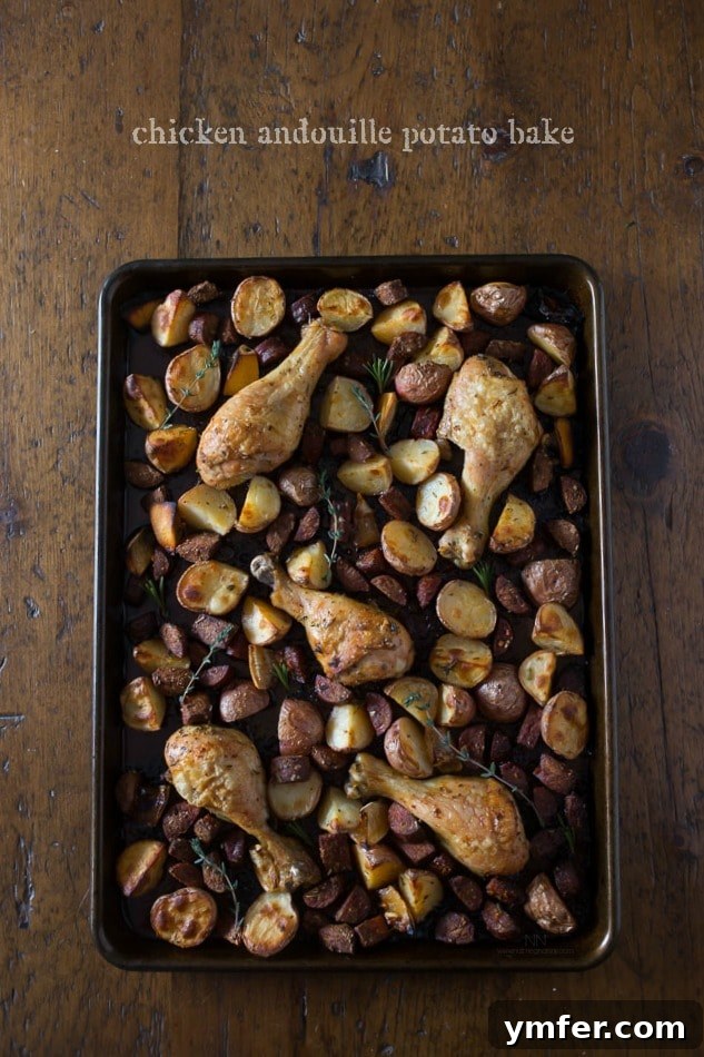 This simple chicken andouille potato bake is perfectly seasoned with fresh herbs and a burst of lemon. It's the perfect balance of flavorful spice. This simple chicken andouille potato bake is perfectly seasoned with fresh herbs and a burst of lemon. It's the perfect balance of flavorful spice.