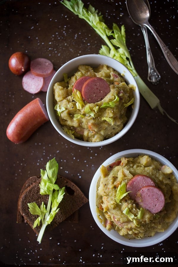 Hearty Dutch Pea Pot 2 This Dutch split pea soup is perfect for cold winter nights. It's packed full of 3 different types of pork and is ready to eat in just over 2 hours.