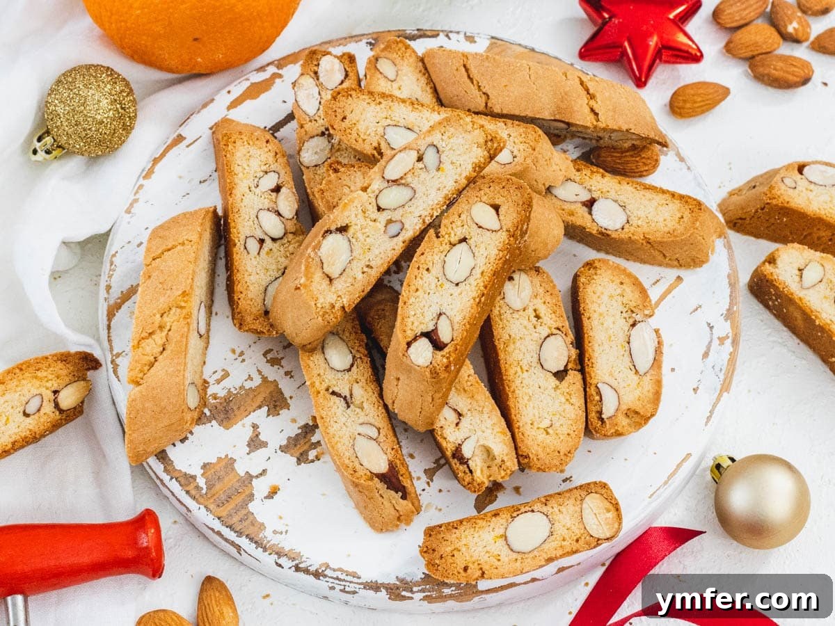 Egg-Free Delights 14 Crispy almond biscotti with orange slices and whole almonds