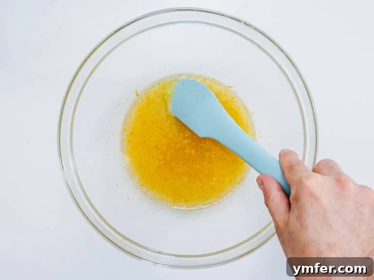 Liquid ingredients for biscotti in a glass bowl