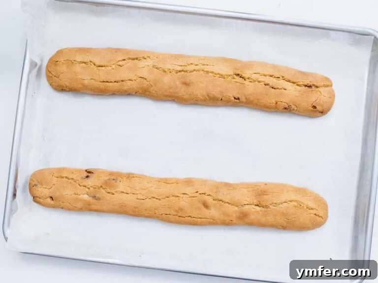 Biscotti after the first baking round
