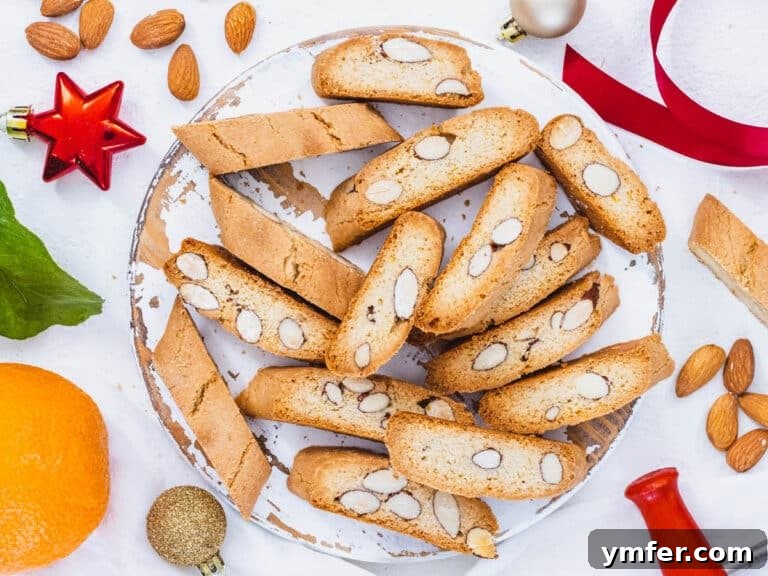 Almond biscotti served on a platter