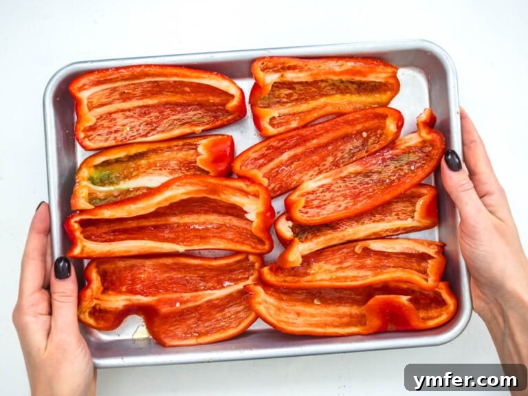 Velvety Roasted Red Pepper Hummus 15 bell pepper before roasting in the oven