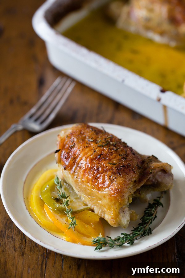 Sun-Kissed Herb Chicken Thighs 3 These crispy citrus herb roasted chicken thighs are baked up with lots of fresh herbs and 3 kinds of delicious citrus. Simple to make and ready in no time!
