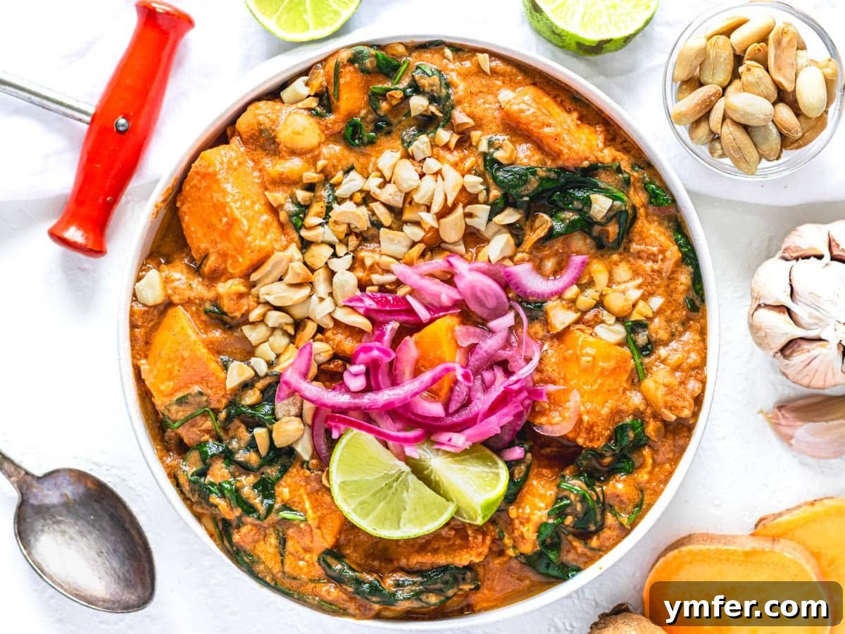 Soulful African Peanut Stew 3 African Peanut Stew in a bowl topped with lime