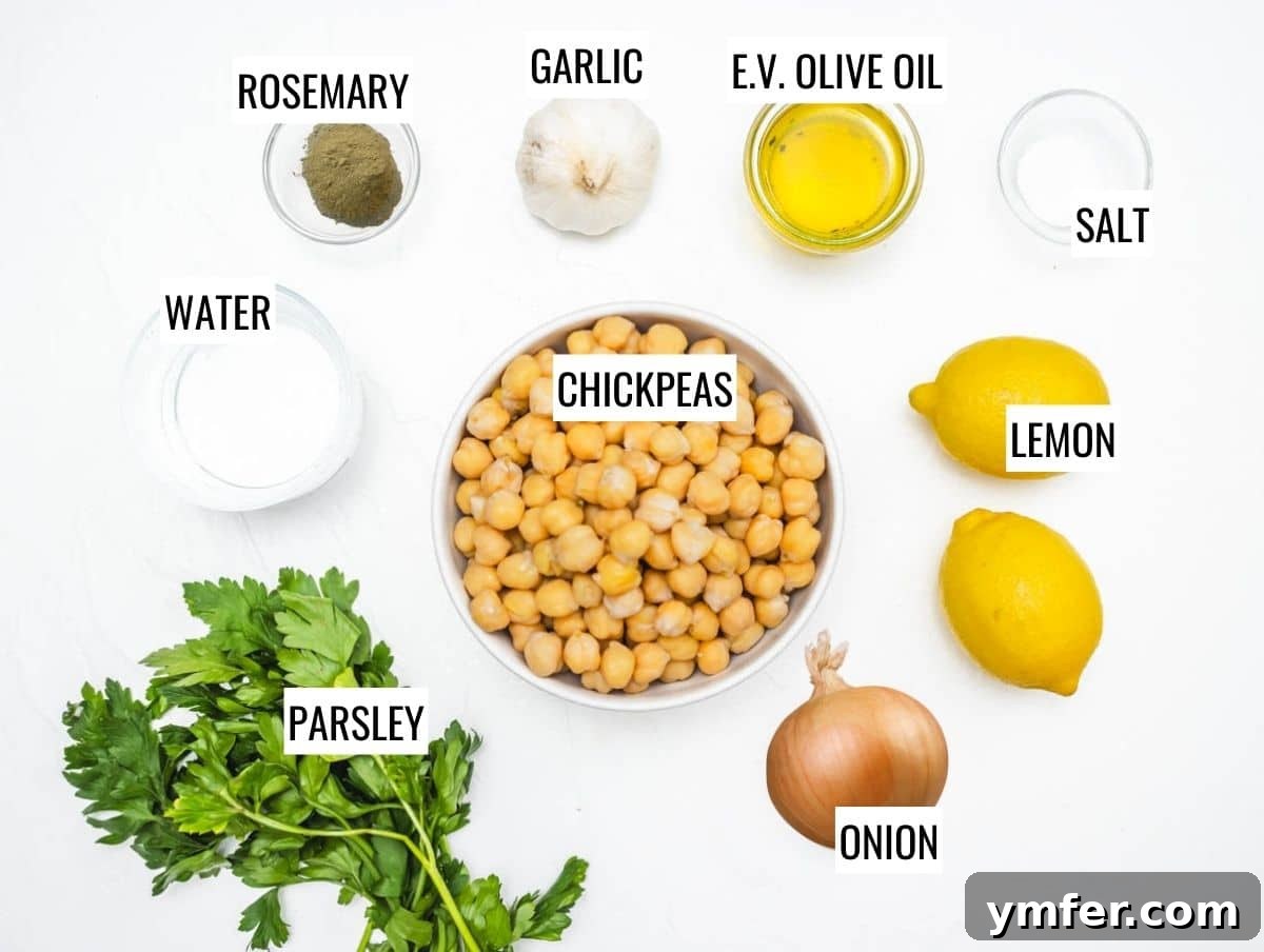 Ingredients for hummus without tahini