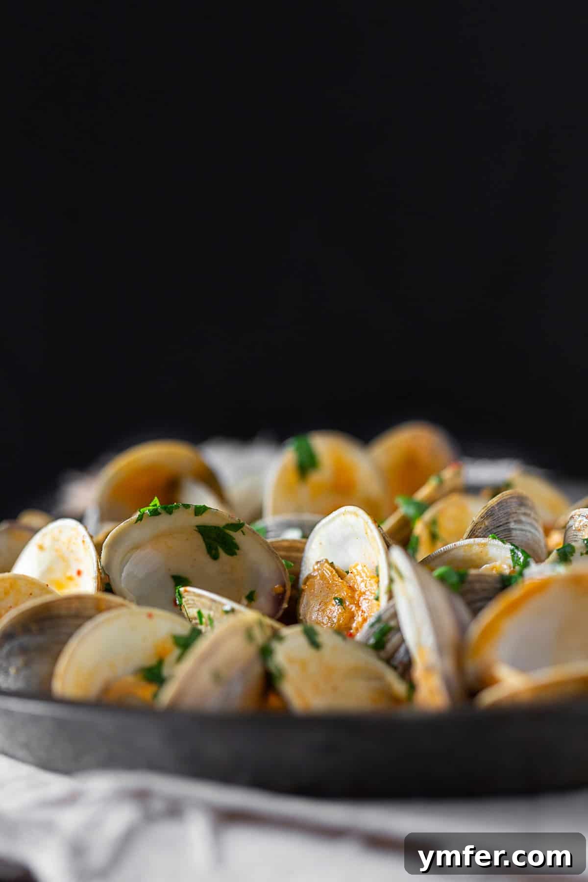 Coco-Chili Clams 3 Spicy Coconut Milk Clams served in a rustic bowl, garnished with cilantro.