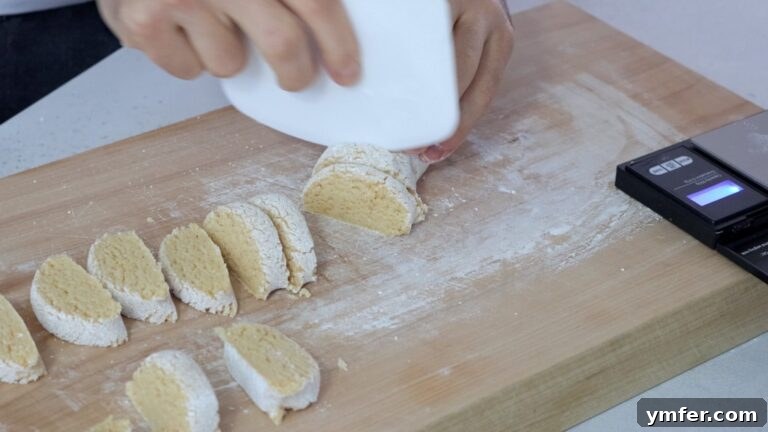 Zesty Orange Almond Delights 11 Rolling and cutting the vegan almond cookie dough into uniform discs.