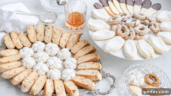 Zesty Orange Almond Delights 4 An abundant platter of assorted traditional Italian cookies, perfect for holidays.